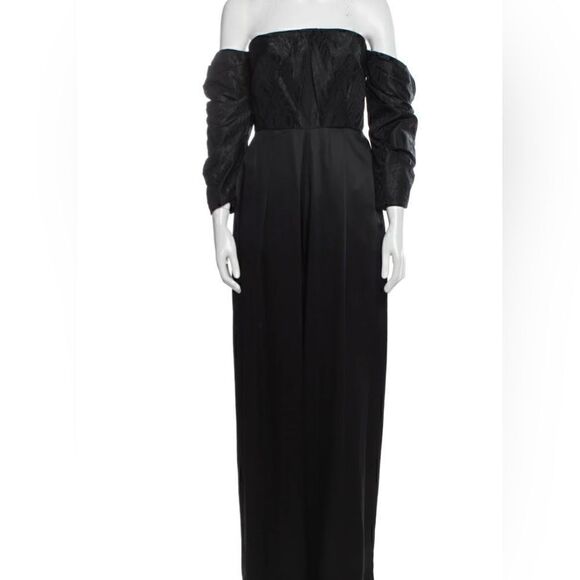 Flor Et Al Jumpsuit Off Shoulder Taffeta Polyester Formal Black Tie 4 NWT $695 - Picture 3 of 14